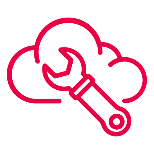 A red wrench in the shape of a cloud.